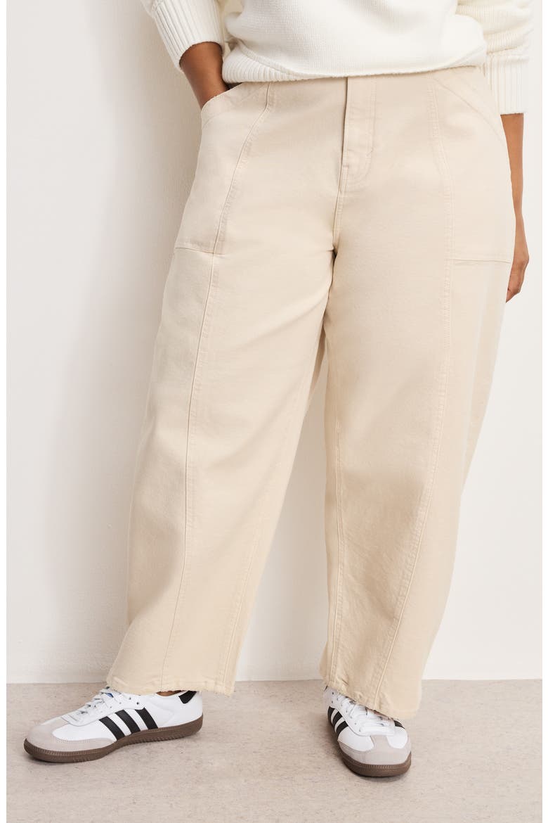 Cotton Blend Canvas Crop Barrel Leg Pants, Alternate, color, CANVAS