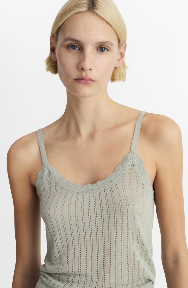 MANGO Pointelle Lounge Camisole, Alternate, color, Aqua Green