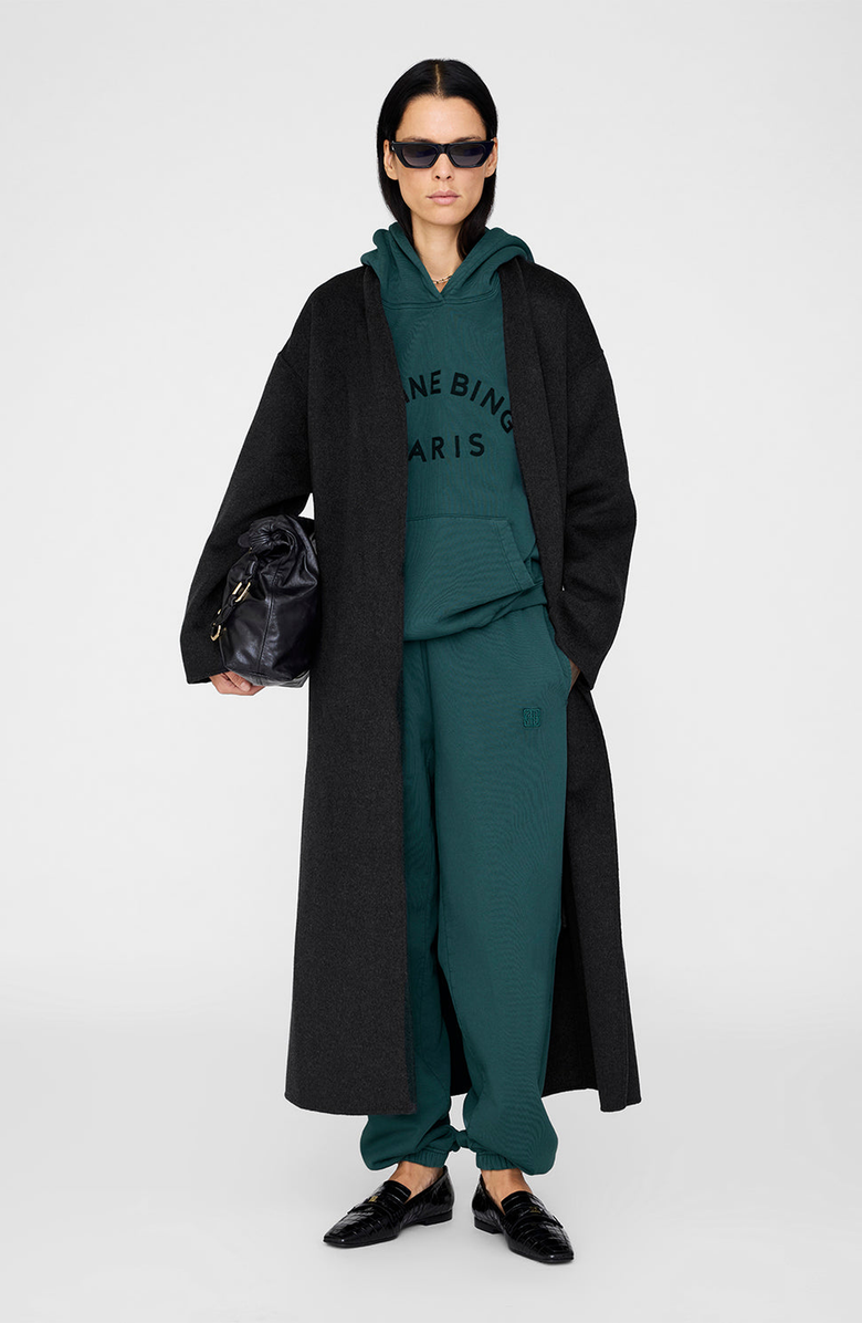 ANINE BING Karter Jogger Framed Monogram Sweatpants, Alternate, color, Dark Teal