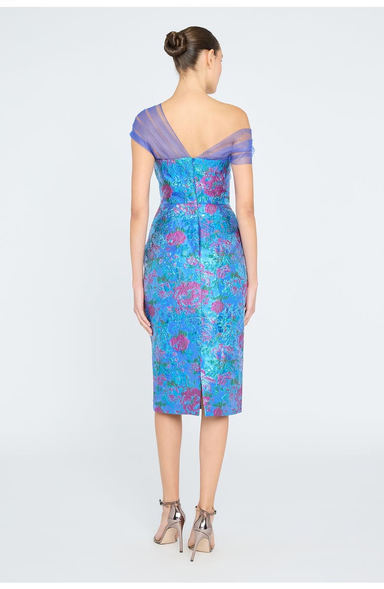 Theia Jaylen Draped Shawl Dress, Alternate, color, Blue