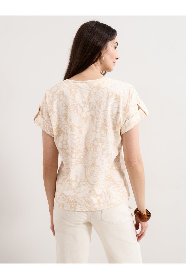 Soft Drape Floral Short Sleeve Top, Alternate, color, Neutral
