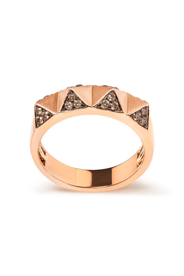 14K Rose Gold 1/4 Cttw Brown Diamond Pyramid Band Ring, Main, color, Pink