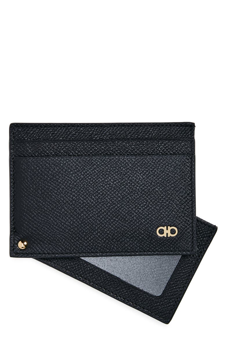 Leather Card Case, Main, color, NERO NERO