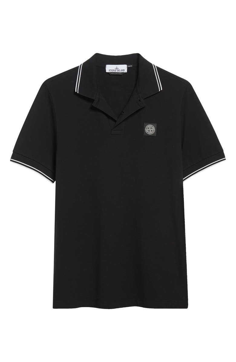 Stone Island Tipped Stretch Cotton Polo, Alternate, color, V0029 Black