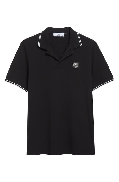 Stone Island Logo Embroidered Polo Shirt In Black