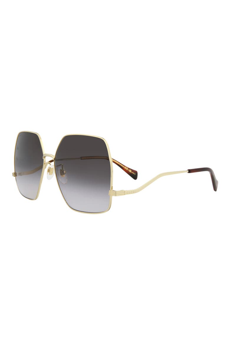 61mm Square Sunglasses, Alternate, color, GOLD GOLD GREY