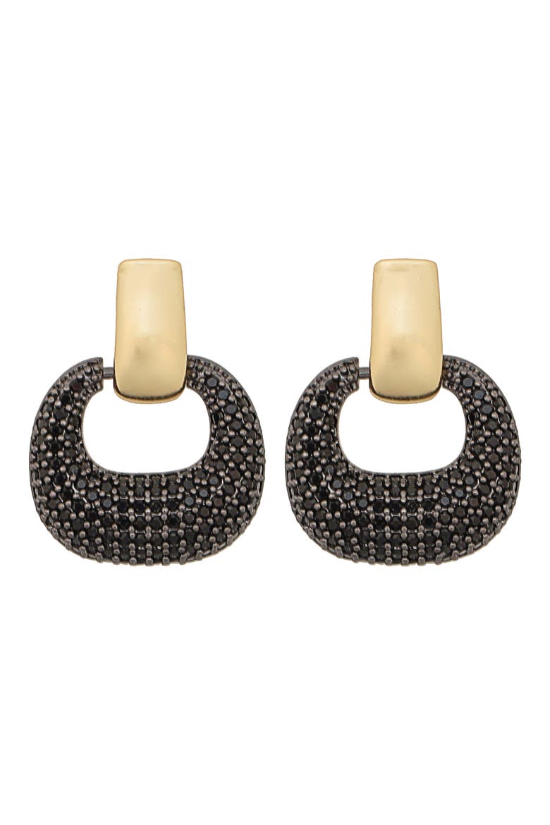 Pavé Crystal Drop Earrings, Main, color, BLACK