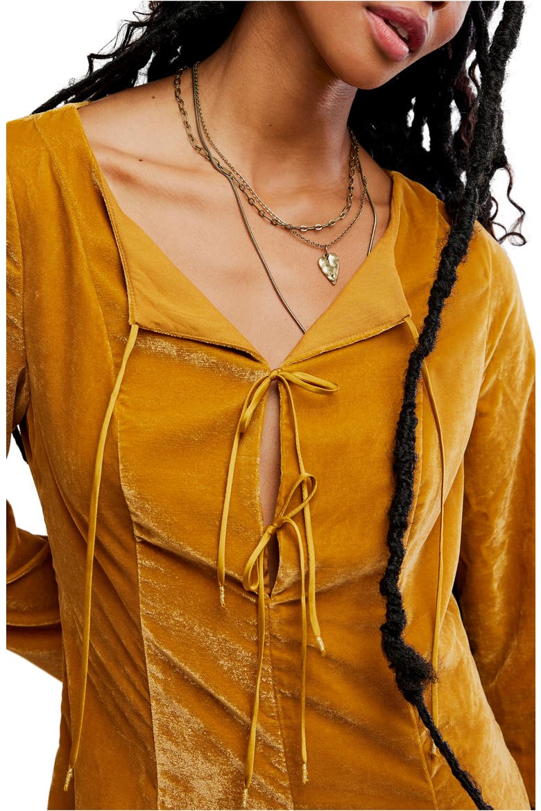 Linney Velvet Minidress, Alternate, color, GOLDEN SYRUP