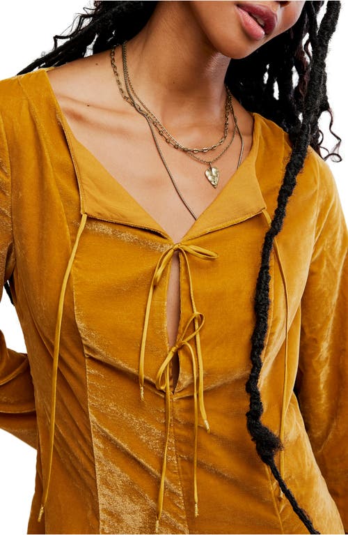 Free People Linney Velvet Minidress In Yellow