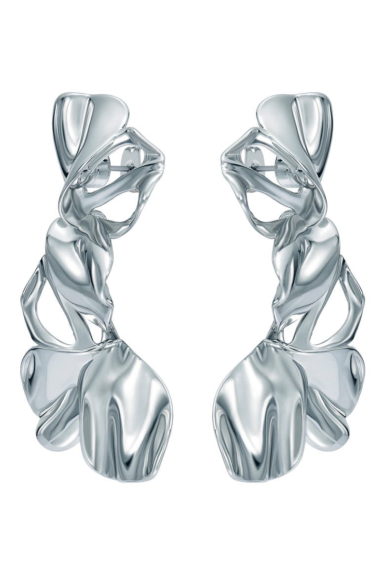Leighanna Abstract Leaf Drop Earrings, Main, color, SILVER TONE