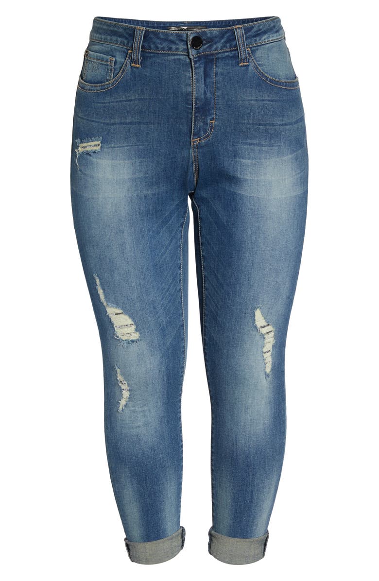 Seven7 Ripped & Embellished Skinny Jeans, Alternate, color, 