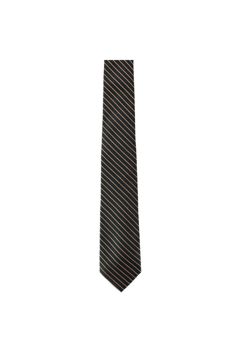 Declan Diagonal Stripe Silk Business Necktie, Alternate, color, Green with Brown Stripe