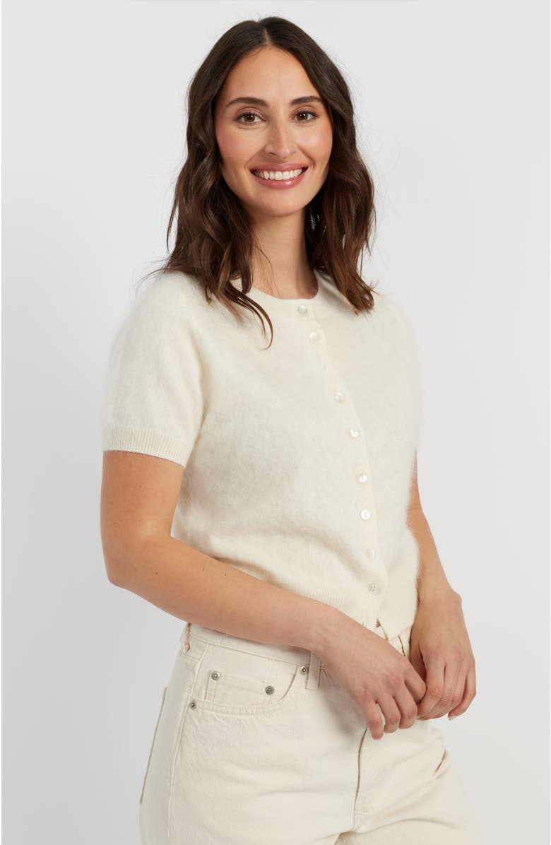 Chinti & Parker Brushed Cashmere Button-Front Knit Tee, Main, color, Cream
