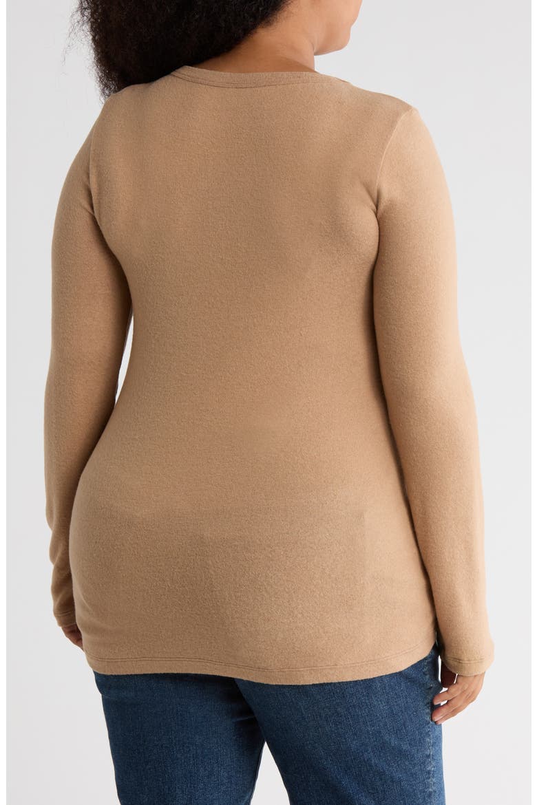Long Sleeve Brushed Knit Top, Alternate, color, KHAKI