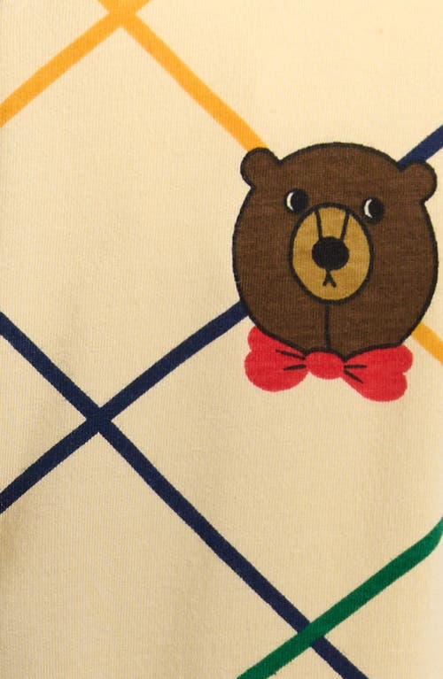 Mini Rodini Bear Print Print Stretch Organic Cotton Leggings In Neutral