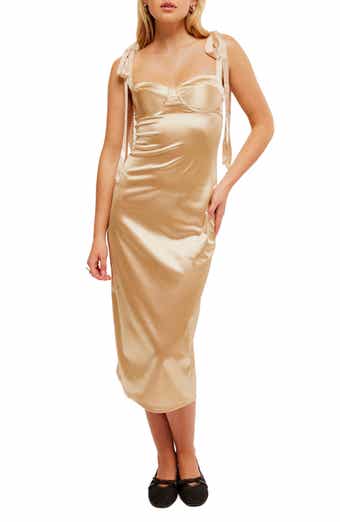 Free People Casino Got Glam Tie Strap Satin Midi Dress