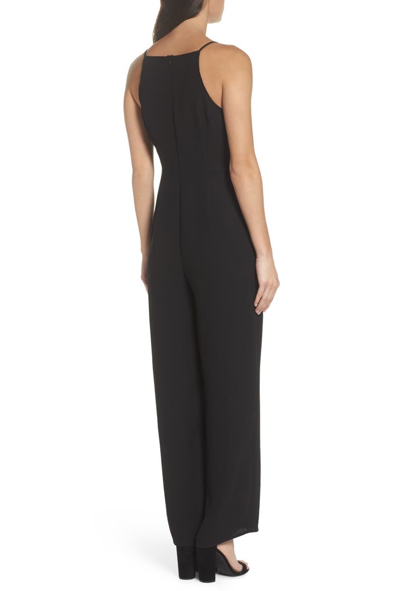 Tie Front Jumpsuit, Alternate, color, BLACK