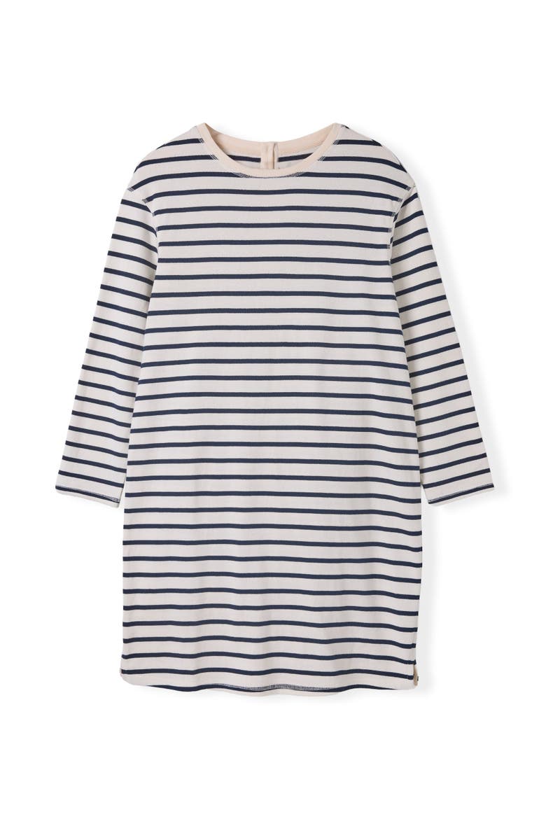 Button Back Heavyweight Jersey Top, Alternate, color, Ecru Navy Stripe