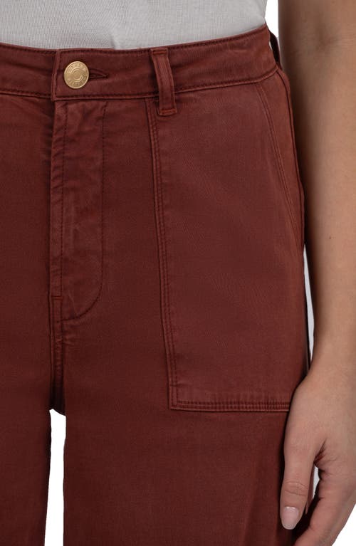 Kut From The Kloth Meg Patch Pocket High Waist Wide Leg Pants In Brown