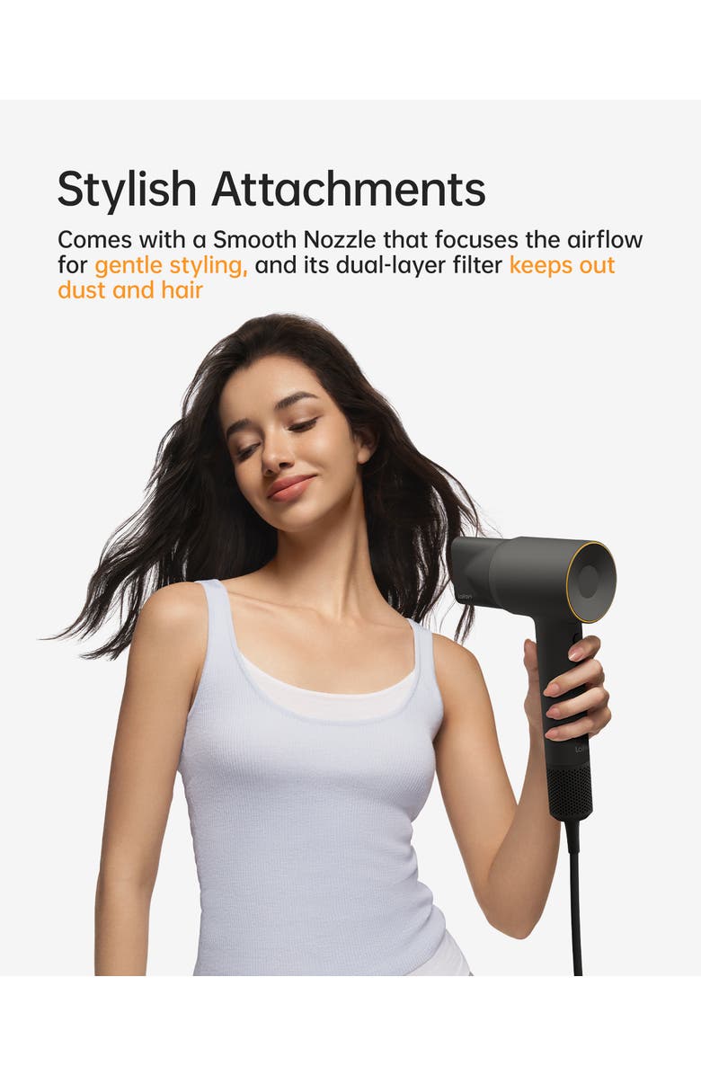 Laifen SE2 Swift Hair Dryer with 3 Nozzles, Alternate, color, Black