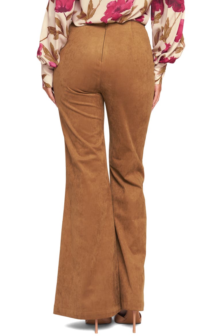 Faux Suede Bell Bottom Pants, Alternate, color, CAMEL