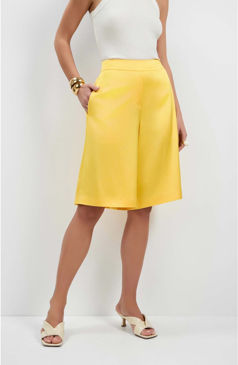 Trina Turk Chiana Satin Shorts, Alternate, color, Lambretta Lemon