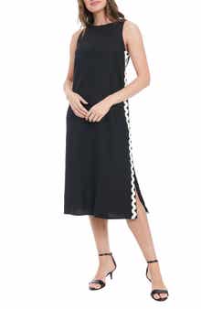 London Times Rickrack Trim Sleeveless Midi Dress