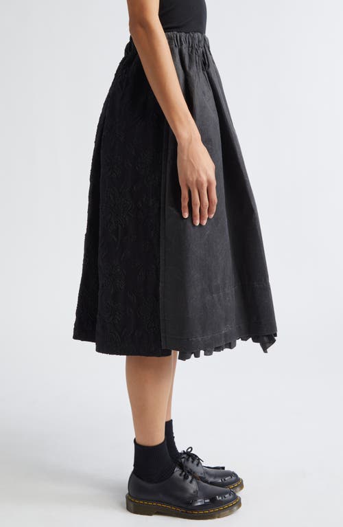 Tao Comme Des Garçons Mixed Media Midi Skirt In Black