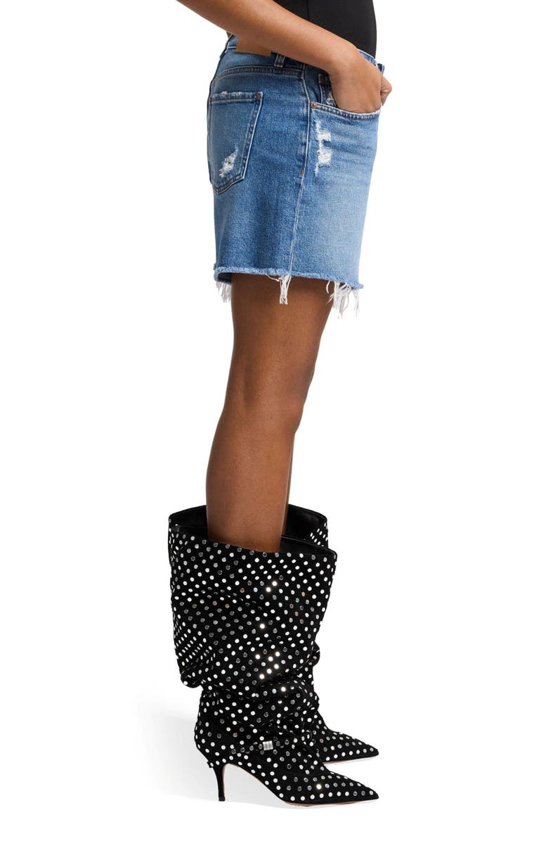 Seven Monroe High Waist Long Cutoff Denim Shorts, Alternate, color, Weekend