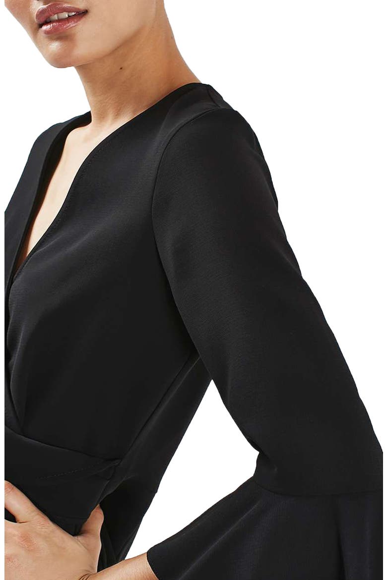 Dree Trumpet Sleeve Romper, Alternate, color, BLACK