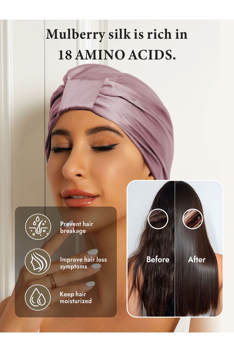 Pure Silk Double Layer Night Bonnet, Alternate, color, PaleMauve