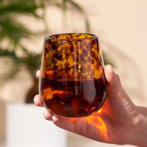 Twine Segunda Vida Tortuga Recycled Stemless Wine Glasses Set Of 2 In Brown