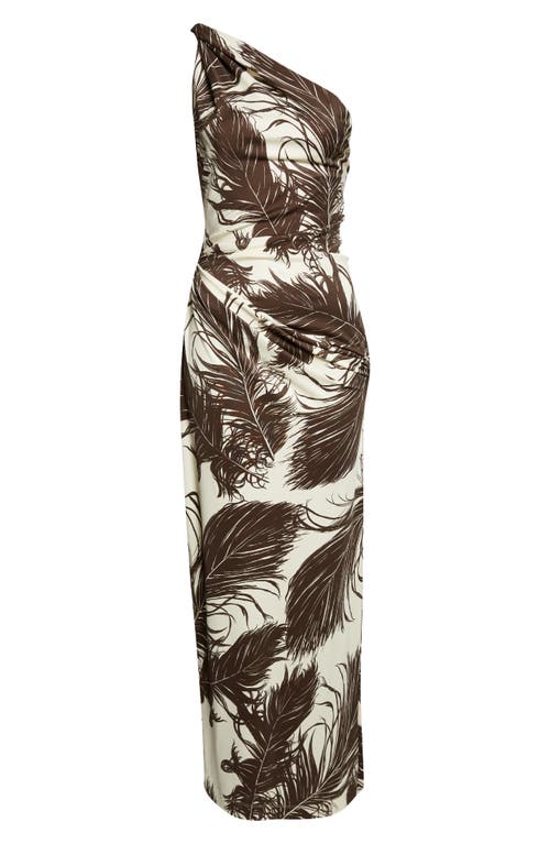 Oscar De La Renta Printed One-shoulder Jersey Maxi Dress In Black