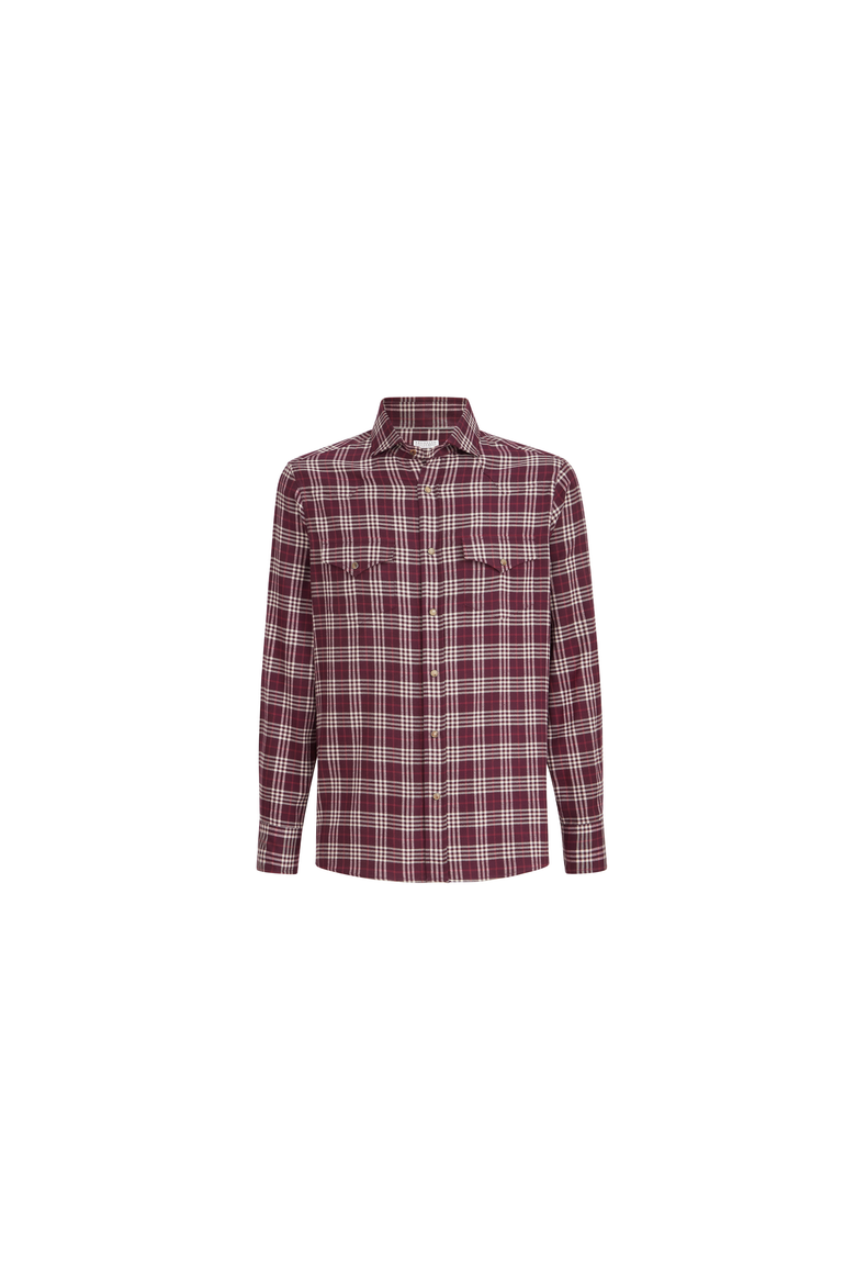 Cotton and lyocell tartan flannel western shirt, Alternate, color, Blueberry