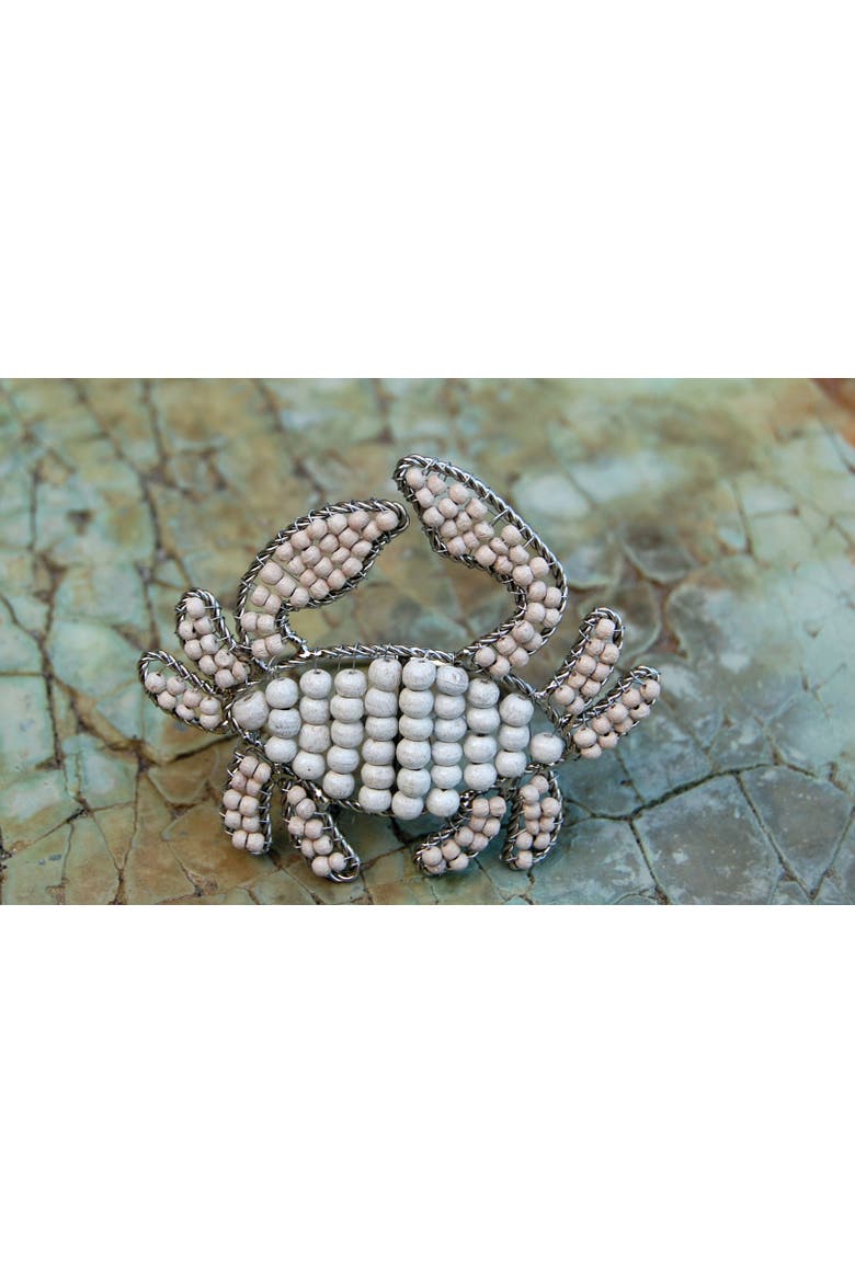 Napkin Rings Crab - Wood and Metal, Alternate, color, Beige