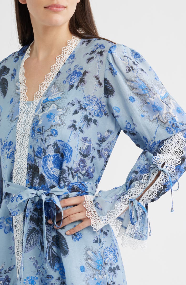 KOBI HALPERIN Beli Tie Waist Long Sleeve Dress, Alternate, color, Powder Blue Multi