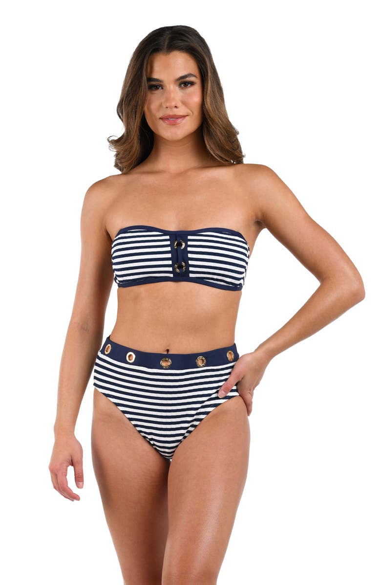 La Blanca Sail Bandeau Bikini Top, Alternate, color, Indigo