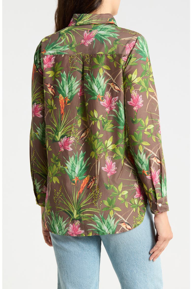 Britt Button Front Shirt, Alternate, color, BROWN/ MULTI