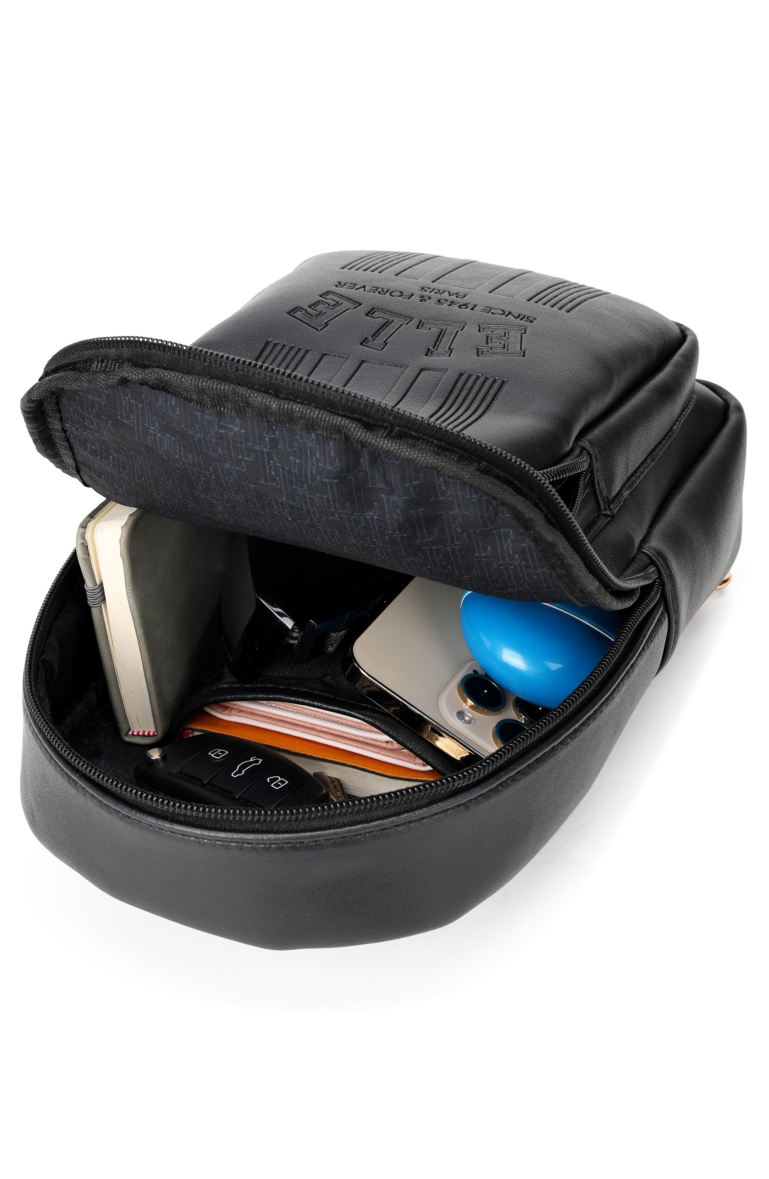 ELLE Roamer 2.8L Vegan Leather Chic Crossbody Bag, Alternate, color, Black