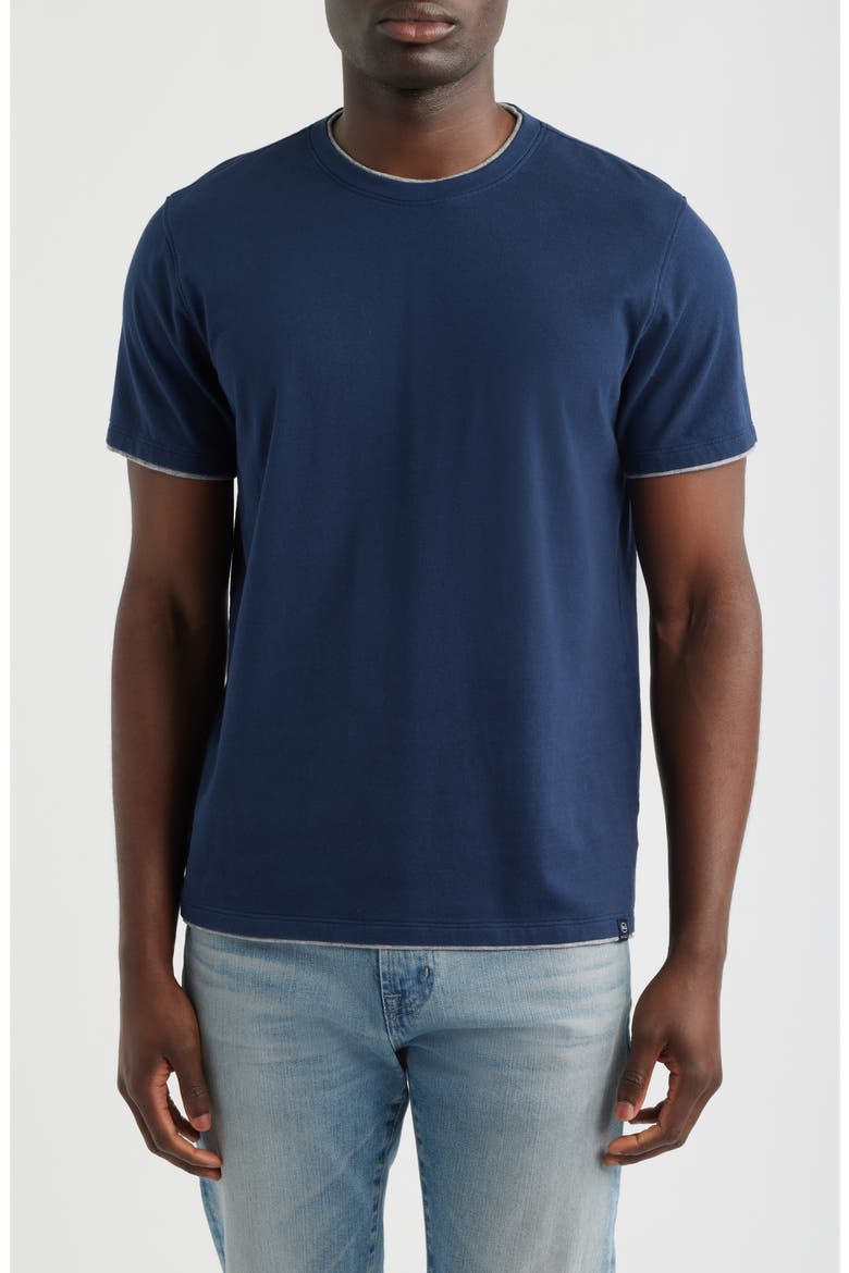 Como Double Layer Crewneck T-Shirt, Main, color, DEEP NAVY/HEATHER GREY