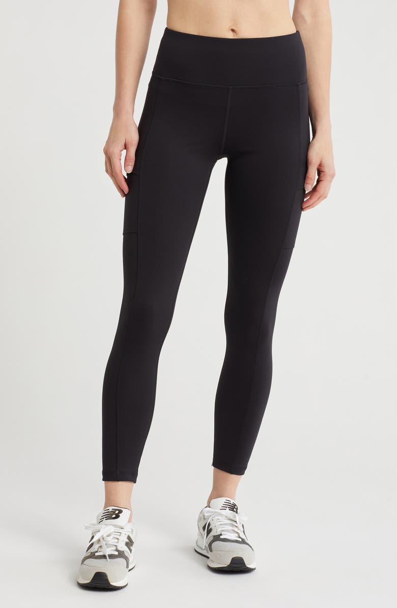 DKNY Balance High Waist Pocket 7/8 Compression Leggings, Main, color, Black