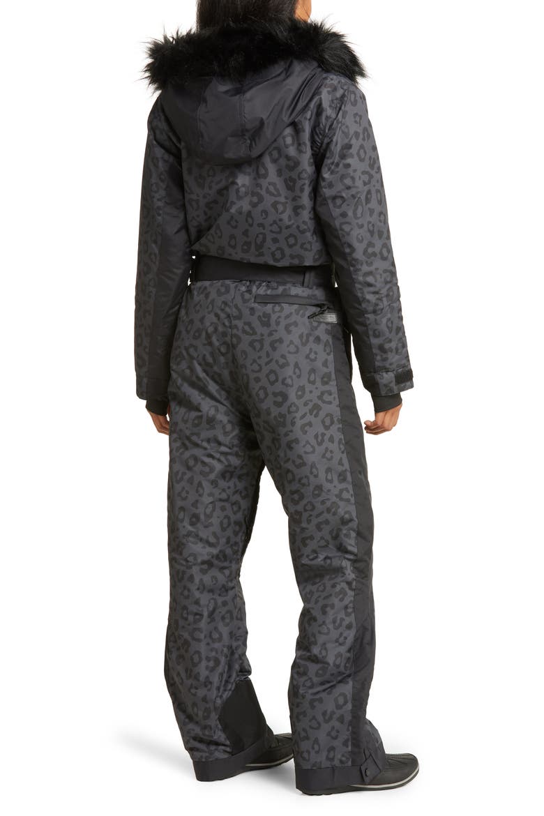 Midnight Leopard Waterproof Snowsuit, Alternate, color, BLACK