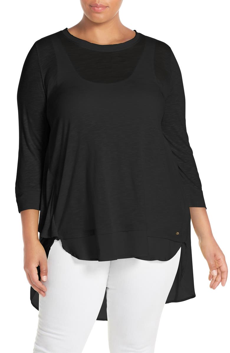 Melissa McCarthy Seven7 Mixed Media Layer Look Top, Main, color,