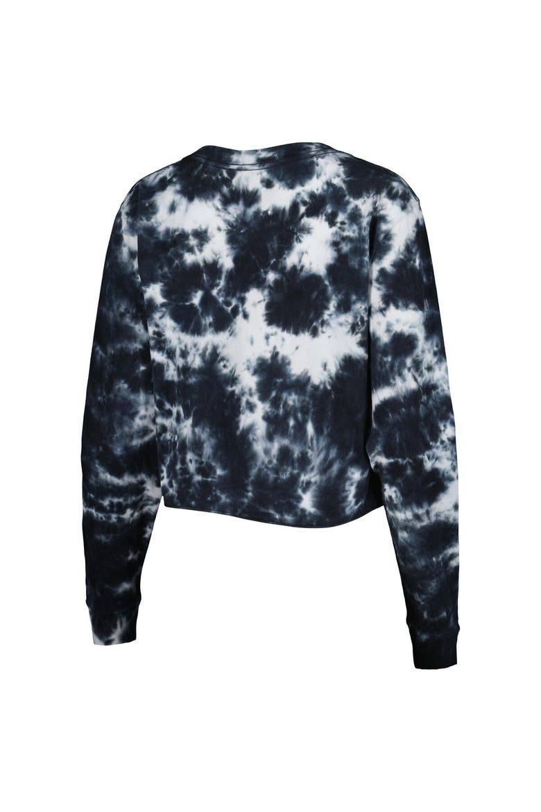 Women's New Era Black Brooklyn Nets Tie Dye Cropped Long Sleeve T-Shirt, Alternate, color, Black