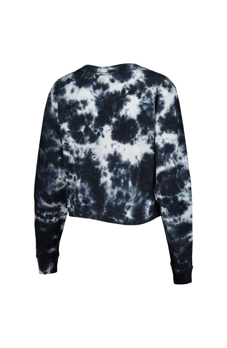 New Era Women's New Era Black Brooklyn Nets Tie Dye Cropped Long Sleeve T-Shirt, Alternate, color, Black