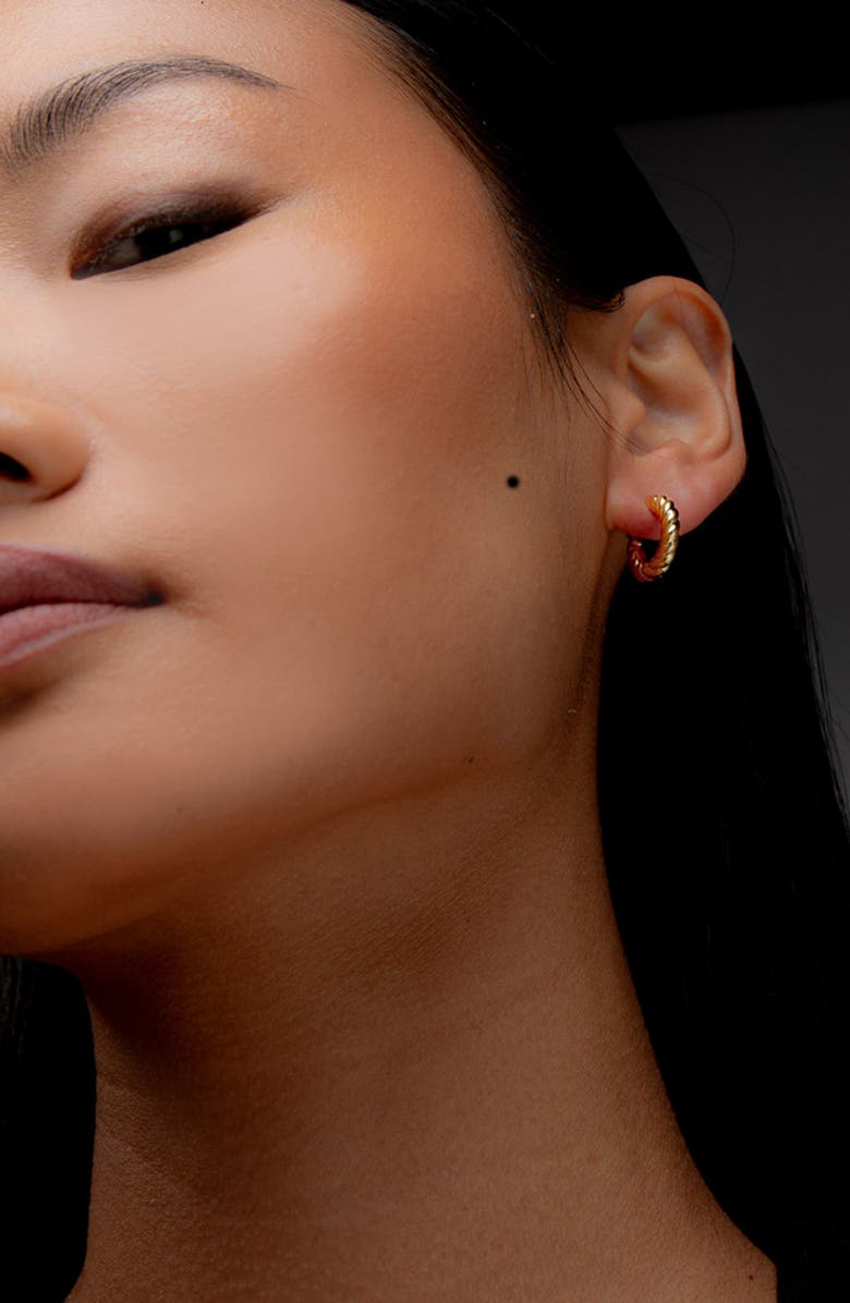YOJ Fenny Twisted Mini Hoop Earrings in Gold, Alternate, color, Gold