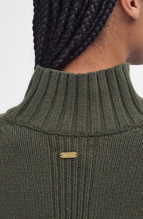 Barbour Serena Cotton & Wool Blend Turtleneck Sweater In Green