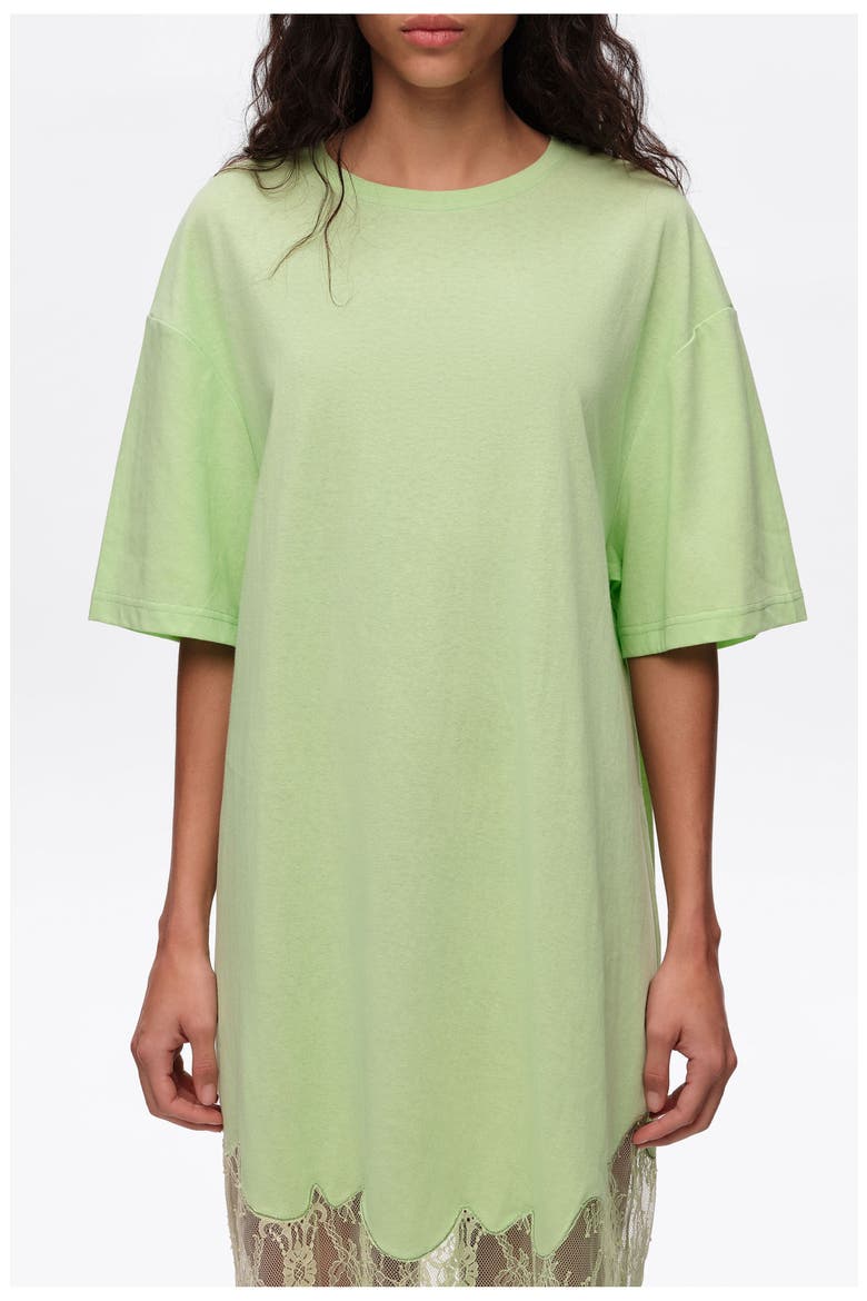 Short Lace T-Shirt Dress, Alternate, color, APPLE GREEN