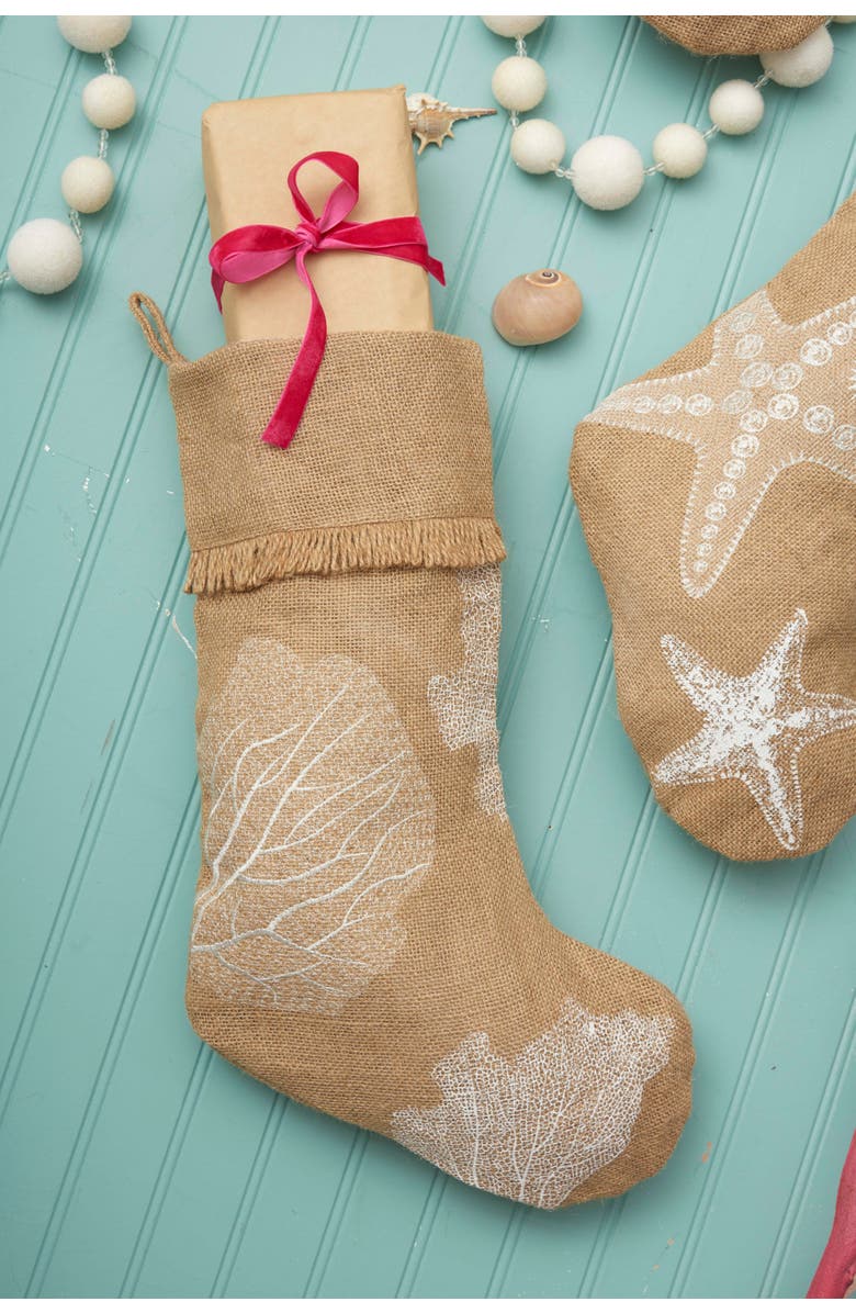 C&F Home Coral Hanging Christmas Stocking 20", Alternate, color, Beige