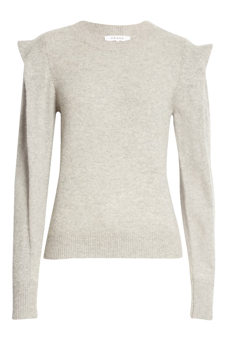 Kennedy Folded Shoulder Cashmere Sweater, Alternate, color, GRIS HEATHER